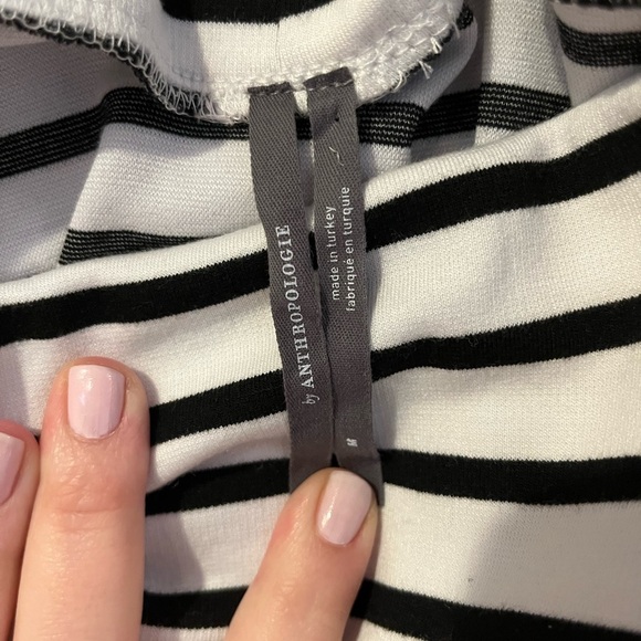 ANTHROPOLOGIE white and black striped Alta off-the-shoulder top M - Picture 5 of 7